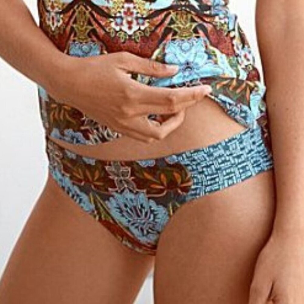 Kenneth Cole Bali dreams shirred tab hipster bikini bottom Medium NWT